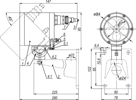 ПИП-20/60 Ex Прожектор инфракрасный периметровый взрывозащищенный