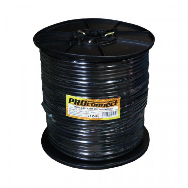 (01-4109) Кабель для видеонаблюдения КВК-П-2 + 2х0,75мм² (CCA), (96), 200м., черный, OUTDOOR PROCONNECT
