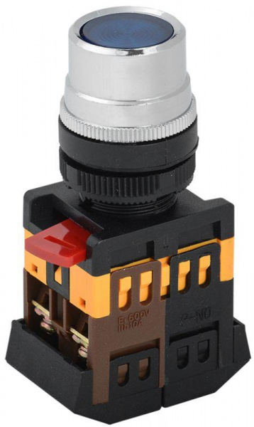 (BBT10-ABLF-K07) Кнопка ABLF-22 синий d22мм неон/240В1з+1р ИЭК