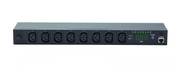 Eurolan 60A-65-55-08BL Блок распределения питания управляемый 1U с функцией коммутации каждой розетки, 16/230, 8 C13, C20, шнур 3 метра