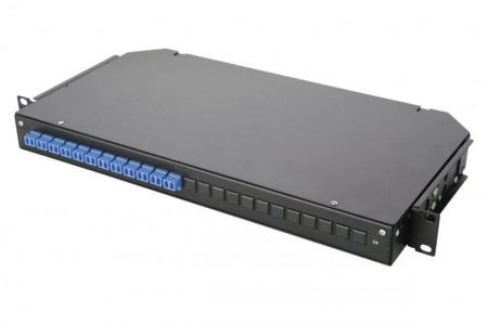 Eurolan 47C-24-S2-2L-12-11BL Оптическая панель серии 47C-24, 19'' 1U фиксированная, корпус на 24 адаптера, 12 дуплекс LC адаптеров, OS2