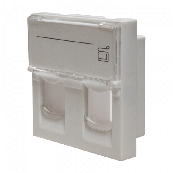 (10-0302-1) Лицевая панель 2 порта (45х45, Keystone, шторки, откидное маркировочное окно) (DIY)