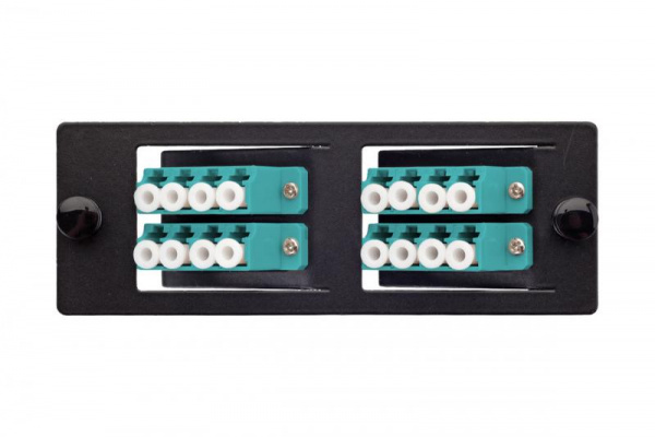 Eurolan 38M-30-4L-03-04BL Планка Q-SLOT с 4 адаптерами квадро LC OM3, наклонные