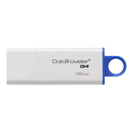 Флешка USB KINGSTON DataTraveler G4 16ГБ, USB3.0, белый и синий