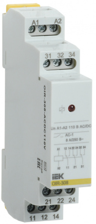 (OIR-308-ACDC110V) Реле промежуточное модульное OIR 3 контакта 8А 110В AC/DC IEK