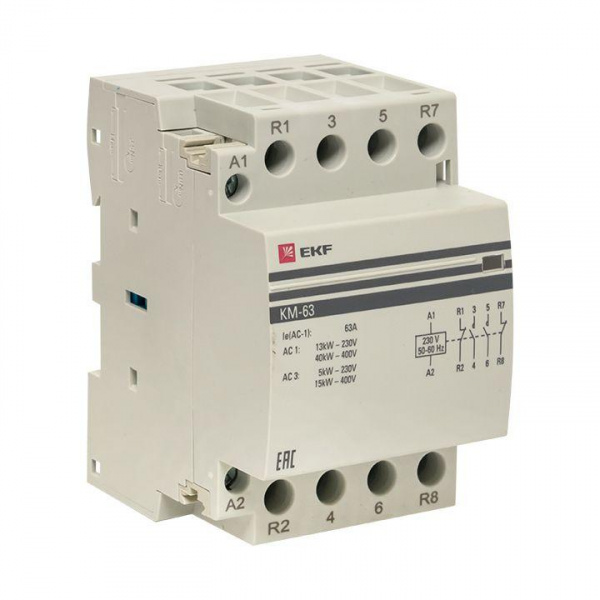 (km-3-63-22) Контактор модульный КМ 63А 2NО+2NC (3 мод.) EKF PROxima
