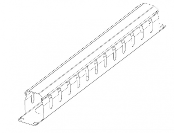 ГКЗ-1U-9005 Горизонтальный кабельный органайзер 19" 1U с крышкой, цвет черный