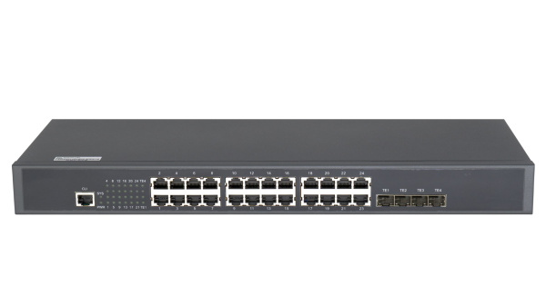 (GL-SW-G201-28TC) Управляемый коммутатор L2+ GIGALINK 24 BASE-T 1000Mb/s портов, 4 10G SFP+, 1 Console. 1U 19", 220V