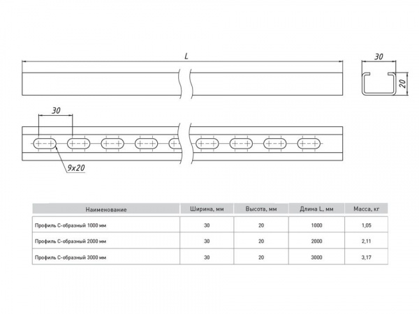 (cp3000) Профиль С-образный 3000 мм (1,5 мм) EKF