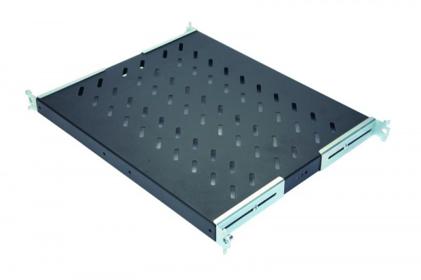 Eurolan 60A-01-0A-09BL Полка стационарная 1U до 50 кг, 740 мм, для шкафов глубиной 1000 мм, регулируемые кронштейны, черный антрацит