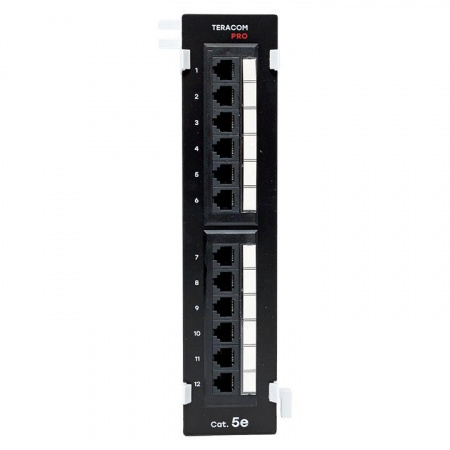 (TRP-WPP-5EUTP-12) Патч-панель настенная TERACOM PRO Cat.5E неэкранированная UTP 12 портов RJ-45 Dual IDC