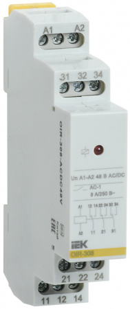 (OIR-308-ACDC48V) Реле промежуточное модульное OIR 3 контакта 8А 48В AC/DC IEK