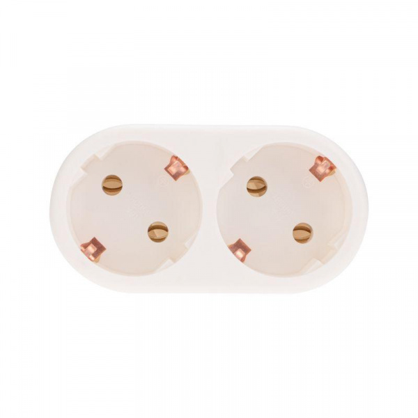 (11-1075-2) Набор двойников электрических REXANT 16 А с заземлением, белый (2 шт./уп.)