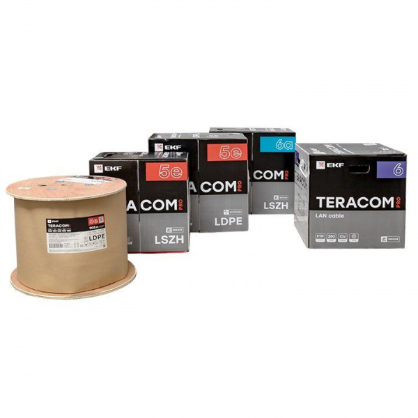 (TRP-5EFTP-04PE-BK-OUT3) Кабель витая пара TERACOM PRO Cat.5E F/UTP 4 пары solid внешний 24AWG оболочка LDPE цвет черный (упак. 305м)