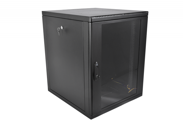 ШРН-М-12.500-9005 Шкаф телекоммуникационный настенный разборный 12U (600 × 520) съемные стенки, дверь стекло