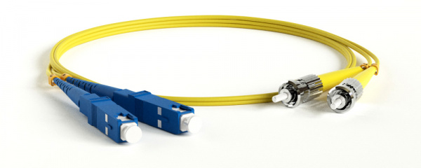 (378156)Hyperline FC-D2-9-SC/UR-ST/UR-H-0.5M-LSZH-YL Патч-корд волоконно-оптический (шнур) SM 9/125 (OS2), ST/UPC-SC/UPC, 2.0 мм, duplex, LSZH, 0.5 м