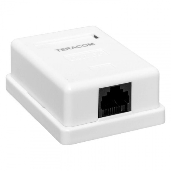 (TRC-WBOX-1RJ45-5EUTP-WH) Розетка настенная TERACOM Cat.5E неэкранированная 1 порт RJ-45 Dual IDC белая