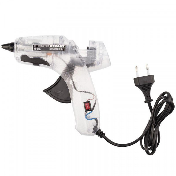 (12-0107) Пистолет клеевой 60Вт Ø11мм ПРОЗРАЧНЫЙ (блистер) REXANT (12-0107) Пистолет клеевой 60Вт Ø11мм ПРОЗРАЧНЫЙ (блистер) REXANT