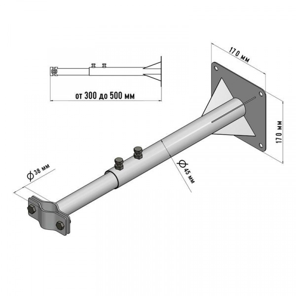(34-0591) Кронштейн для мачт КРЫМ телескопический 30-50см REXANT