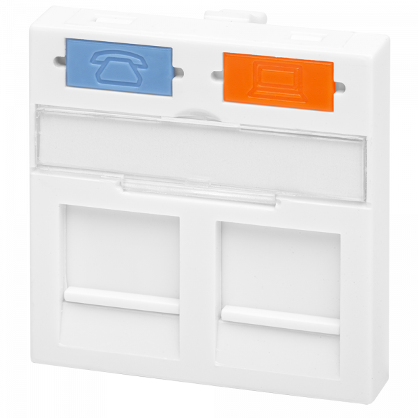 (10-0303-1) Лицевая панель 2 порта (45х45, Keystone, шторки) (DIY)