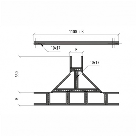 (LTD100-100-1.2) Т-отвод лестничный 100х100х1,2 мм
