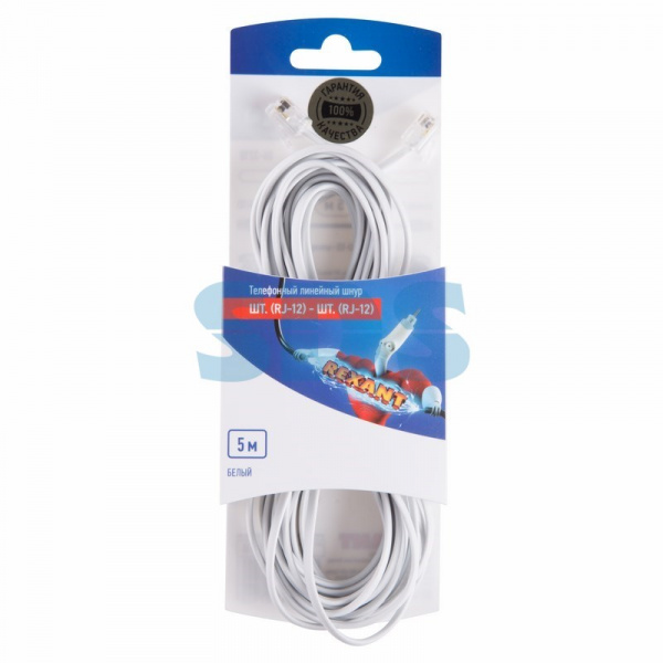 (06-3210) Телефонный удлинитель REXANT, 6р-4с, 5 м, белый
