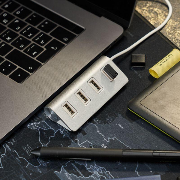 (18-4106) Разветвитель REXANT 4 USB-port серебристый