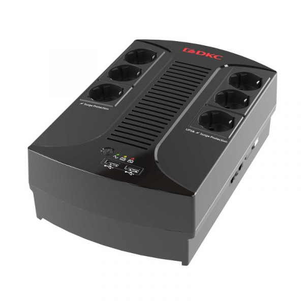 (INFOPDU600) Линейно-интерактивный ИБП (UPS) ДКС серии Info PDU, 600 ВА/360 Вт, 1/1, 6xSchuko,  USB для зарядки (2), USB + RJ11, 1x7Aч