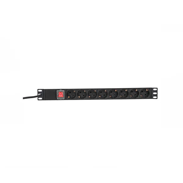 (TRP-HPD-LSP-16A-8SH-2MSH) Блок розеток PDU TERACOM PRO 19" 1U 16А/250В 8 розеток Schuko с выключателем шнур питания длиной 2 метра