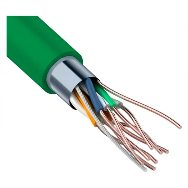 (01-0161) Кабель витая пара F/UTP, CAT 5e, нг(А)-LSLTx, 4х2х0,52мм, 24AWG, INDOOR, SOLID, зеленый, 305м REXANT