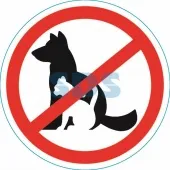 (56-0039) Наклейка запрещающий знак "С животными вход запрещен" 150*150 мм