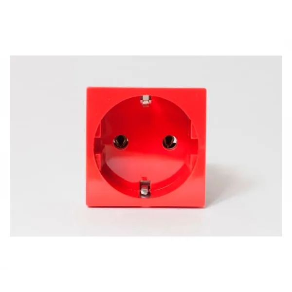(200014) Розетка электрическая 2К+З, с защитными шторками(красный) SPL