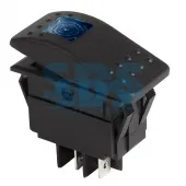 (36-4461) Выключатель клавишный 12V 35А (4с) ON-OFF синий  с подсветкой  REXANT