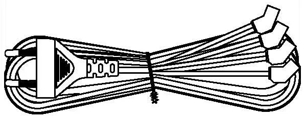 (237245)Hyperline KL-FCRD-4F-EU-1.8-BK Кабель питания для вентилятора 120x120x38 мм, 4 разъема под плоские контакты, с евровилкой без заземления, 1.8