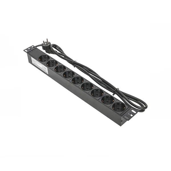 (TRP-HPD-10A-9SH-2MC14) Блок розеток PDU TERACOM PRO 19" 1U 10А/250В 9 розеток Schuko шнур питания длиной 2 метра