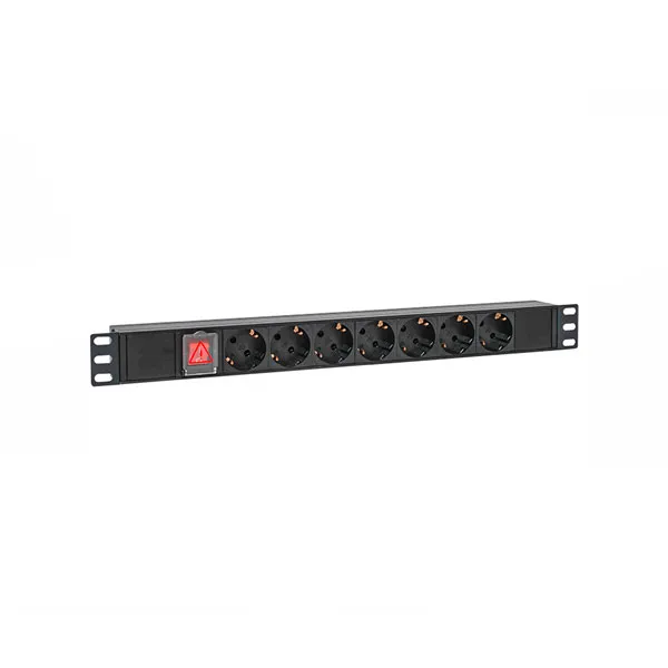 (TRP-HPD-LS-10A-7SH-C14) Блок розеток PDU TERACOM PRO 19" 1U 10А/250В 7 розеток Schuko с выключателем без шнура питания