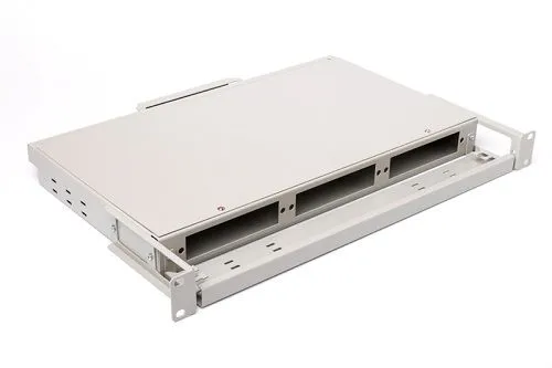 (REC-FOPV-8-48-GY) Коробка оптическая коммутационная выдвижная 19" 2U, незагруженная, до 48 портов, 2 сплайс-кассеты, серая