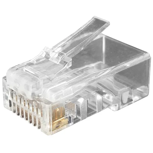 (49367)Hyperline PLUG-8P8C-U-C6-100 Разъем RJ-45(8P8C) под витую пару, категория 6 (50 µ"/ 50 микродюймов), универсальный (для одножильного и многожил