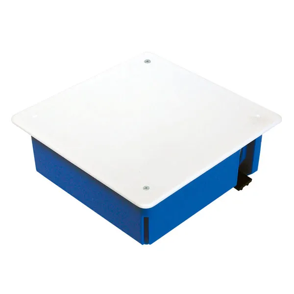 (44668KP) Коробка уравнивания потенциалов (КУП) 6х9мм, 8 зажимов, 63А, для полых стен D100x50мм с металл. лапками, IP30 цвет синийЭкопласт