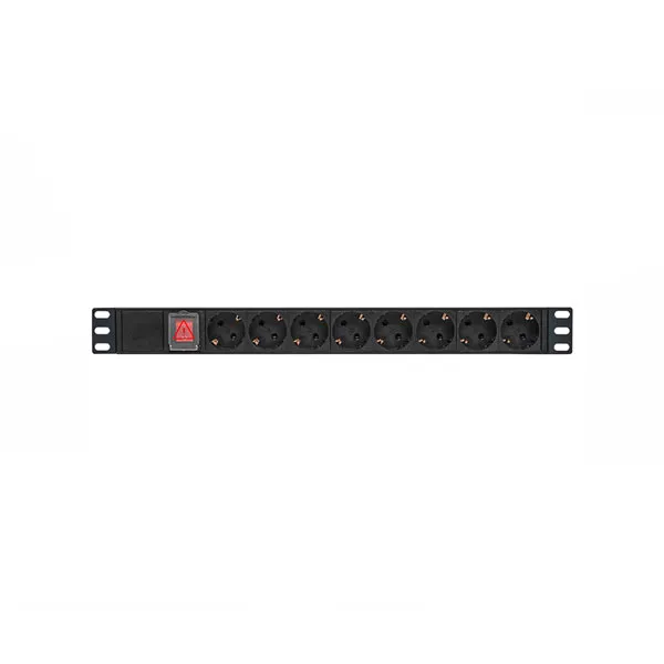 (TRP-HPD-LS-10A-8SH-C14) Блок розеток PDU TERACOM PRO 19" 1U 10А/250В 8 розеток Schuko с выключателем без шнура питания