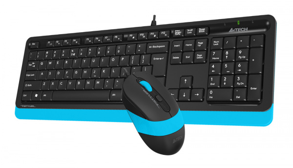 (F1010 BLUE) Клавиатура + мышь A4Tech Fstyler F1010 клав:черный/синий мышь:черный/синий USB Multimedia