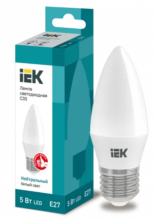 (LLE-C35-5-230-40-E27) Лампа LED C35 свеча 5Вт 230В 4000К E27 IEK
