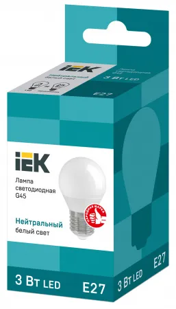 (LLE-G45-3-230-40-E27) Лампа LED G45 шар 3Вт 230В 4000К E27 IEK