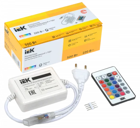 (LSC1-RGB-500-IR-20-220-B) Контроллер с ПДУ ИК RGB 3 канала 220В 3А 500Вт IEK